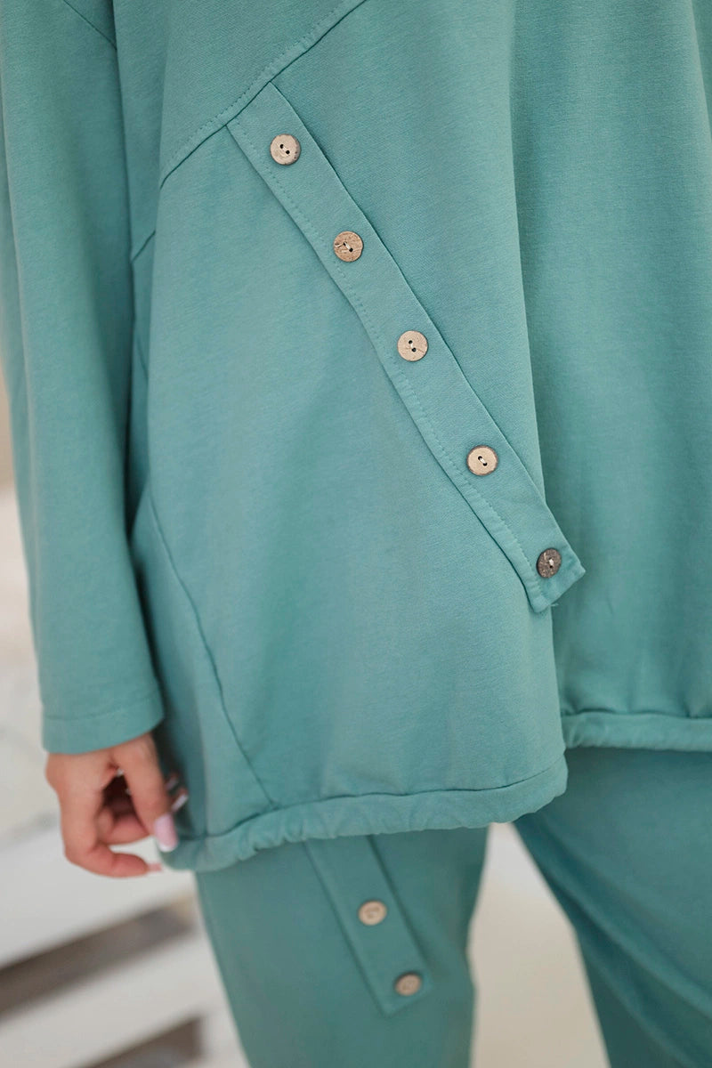 Oversize памучен комплект от суитчер с панталон ART10853