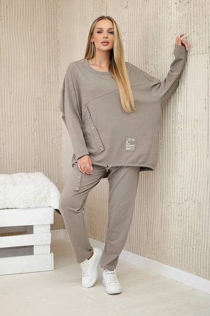 Oversize памучен комплект от суитчер с панталон ART10853