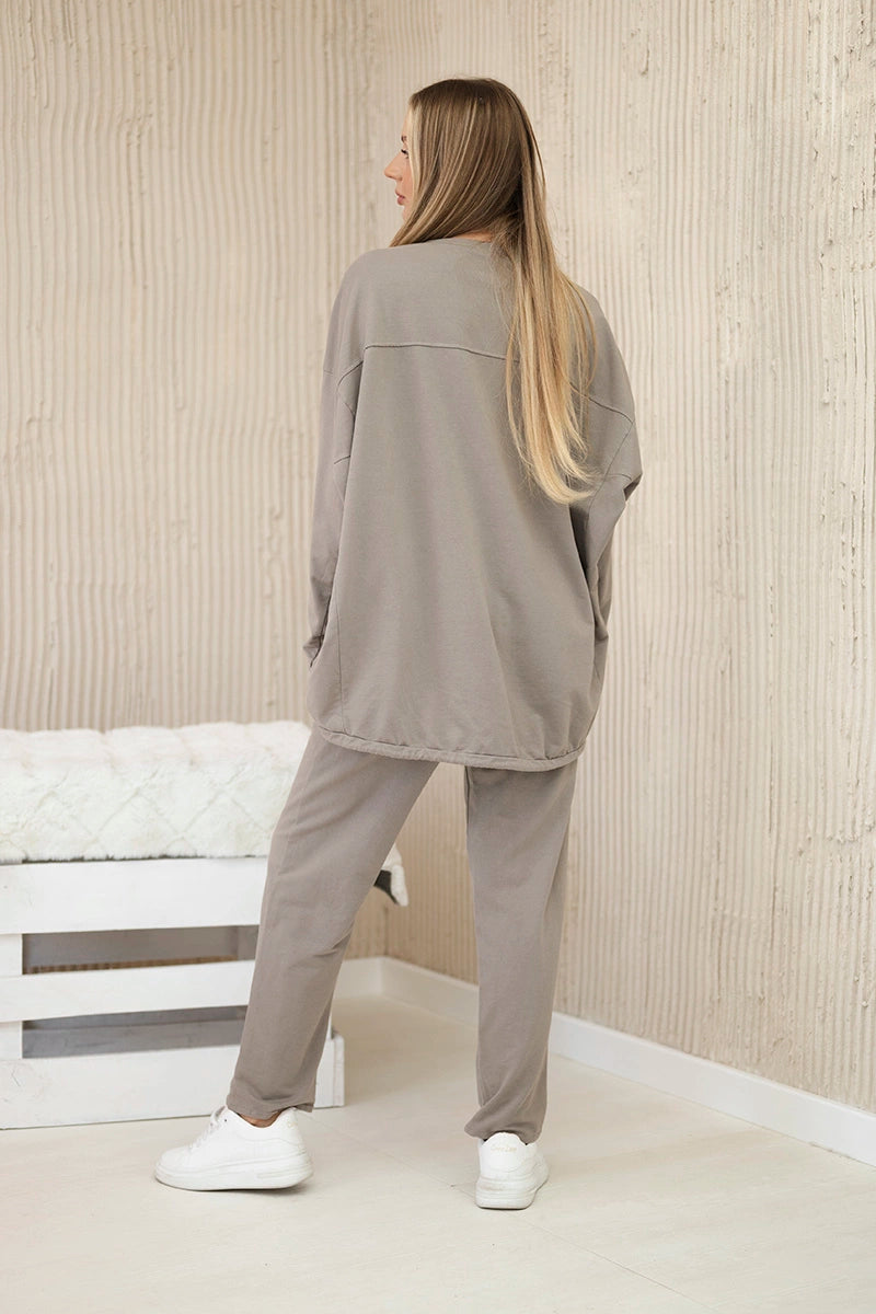 Oversize памучен комплект от суитчер с панталон ART10853