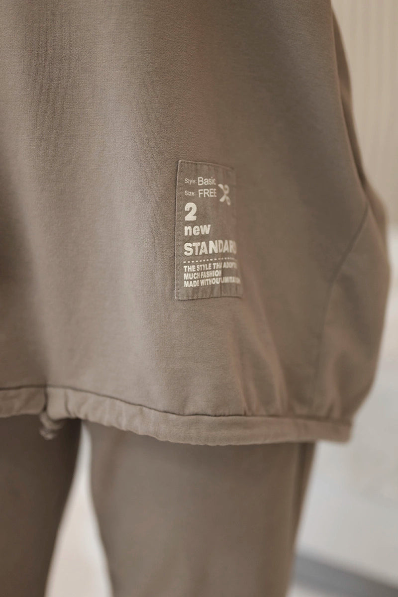 Oversize памучен комплект от суитчер с панталон ART10853