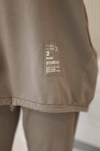 Oversize памучен комплект от суитчер с панталон ART10853
