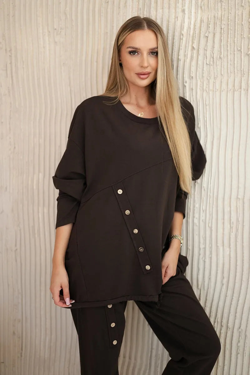 Oversize памучен комплект от суитчер с панталон ART10853