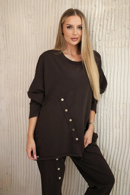 Oversize памучен комплект от суитчер с панталон ART10853