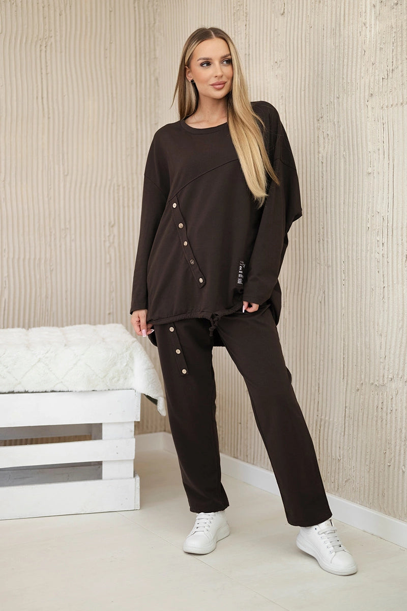 Oversize памучен комплект от суитчер с панталон ART10853