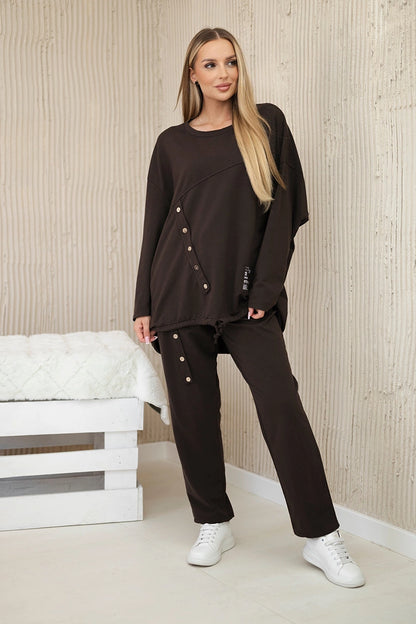 Oversize памучен комплект от суитчер с панталон ART10853