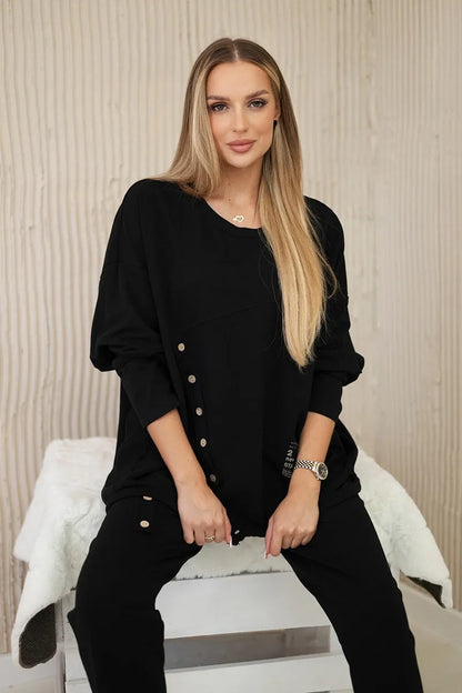Oversize памучен комплект от суитчер с панталон ART10853