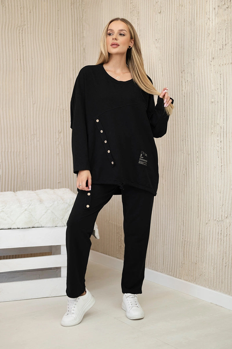 Oversize памучен комплект от суитчер с панталон ART10853