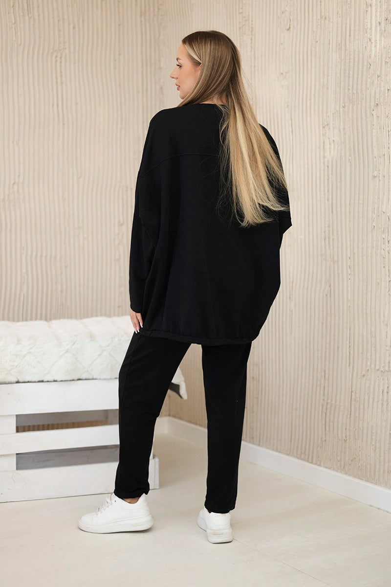 Oversize памучен комплект от суитчер с панталон ART10853
