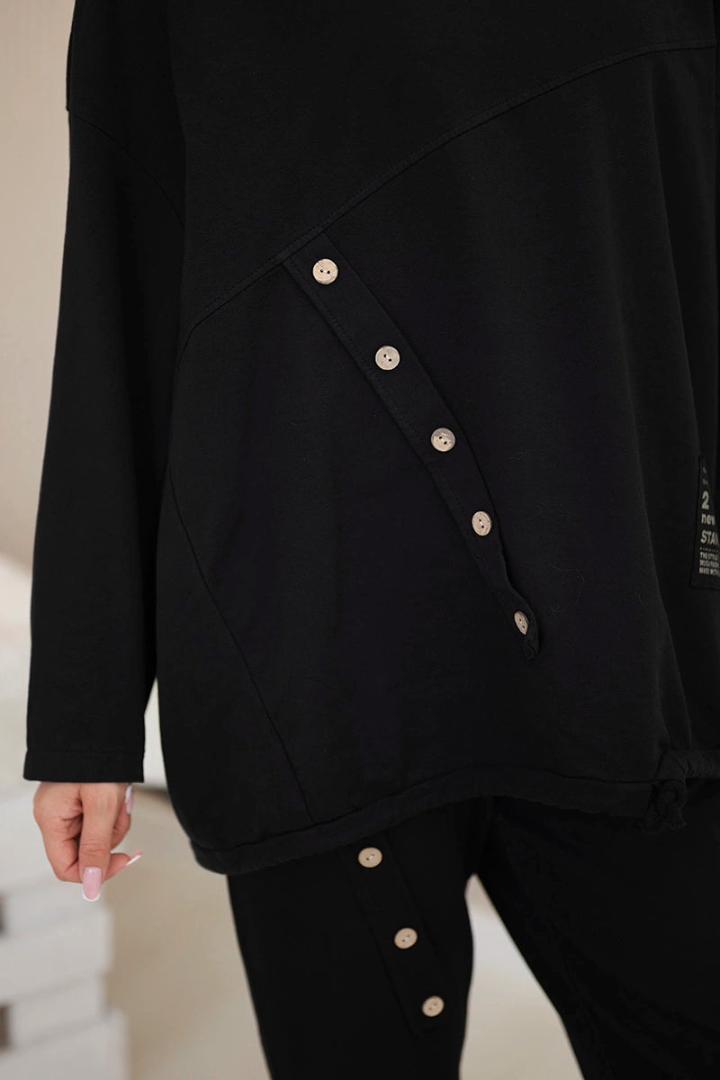 Oversize памучен комплект от суитчер с панталон ART10853
