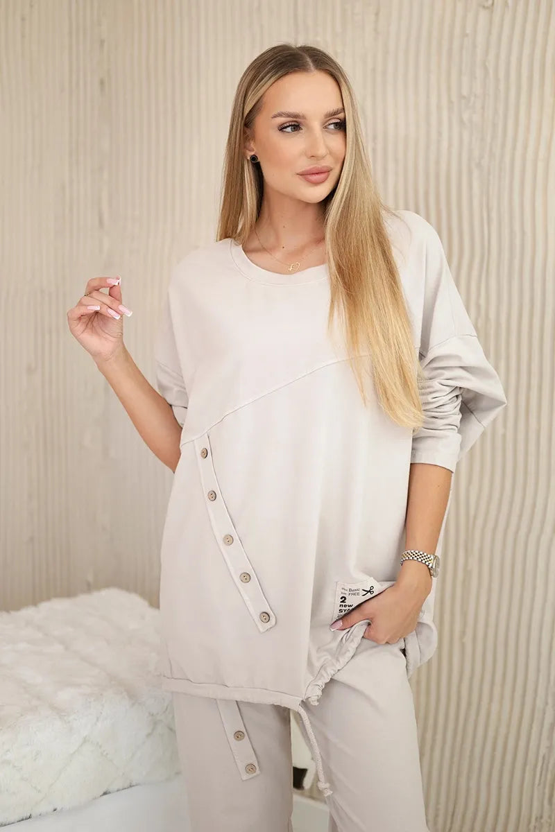 Oversize памучен комплект от суитчер с панталон ART10853