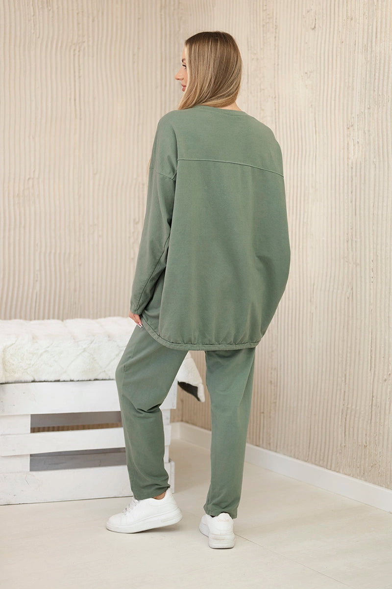 Oversize памучен комплект от суитчер с панталон ART10853