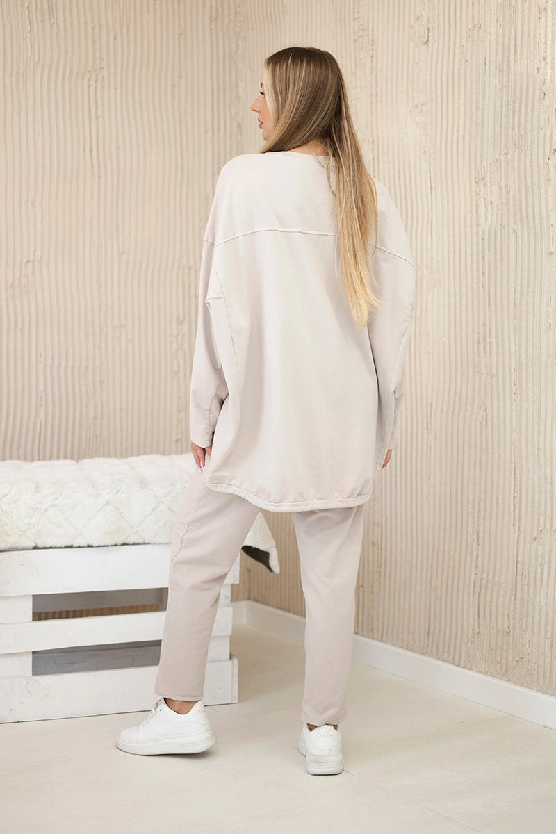 Oversize памучен комплект от суитчер с панталон ART10853