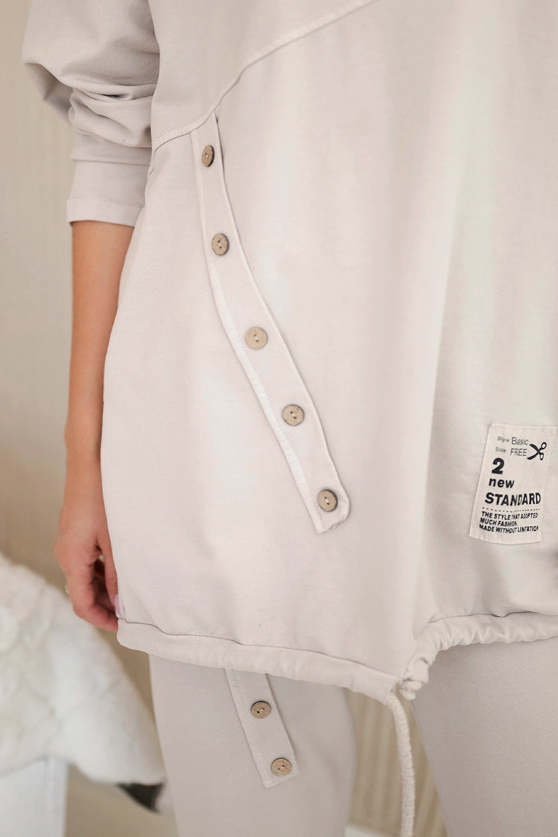 Oversize памучен комплект от суитчер с панталон ART10853