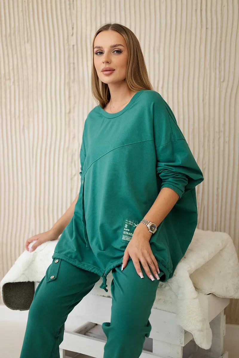 Oversize памучен комплект от суитчер с панталон ART10853