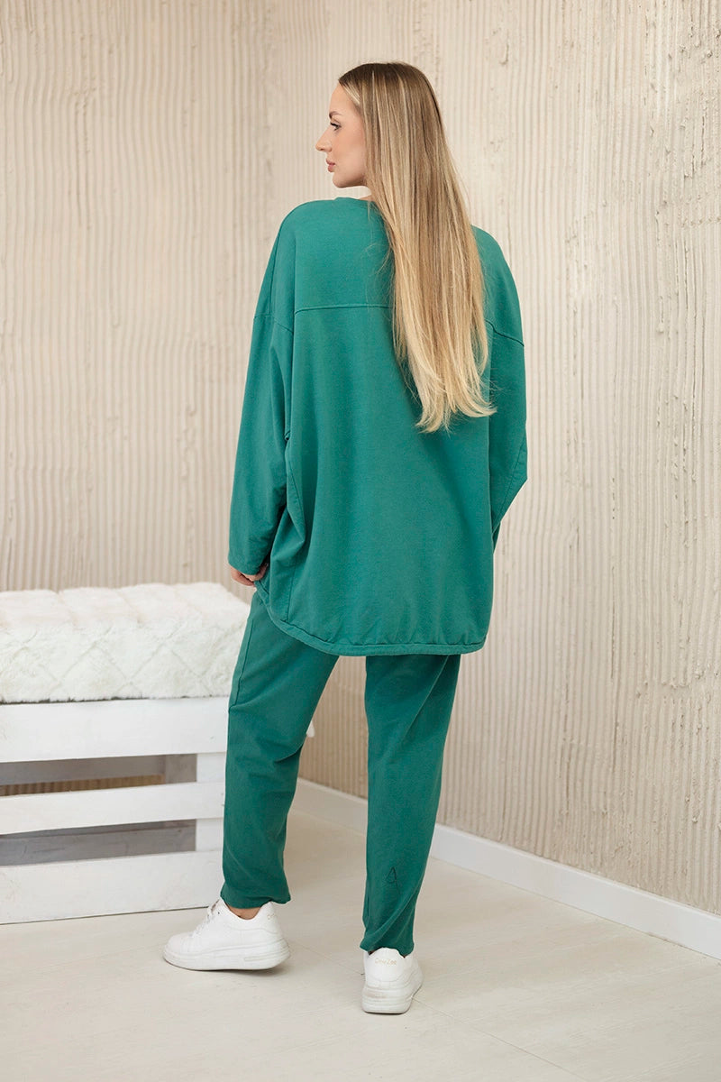 Oversize памучен комплект от суитчер с панталон ART10853
