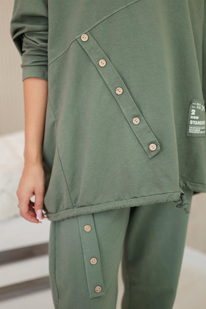 Oversize памучен комплект от суитчер с панталон ART10853
