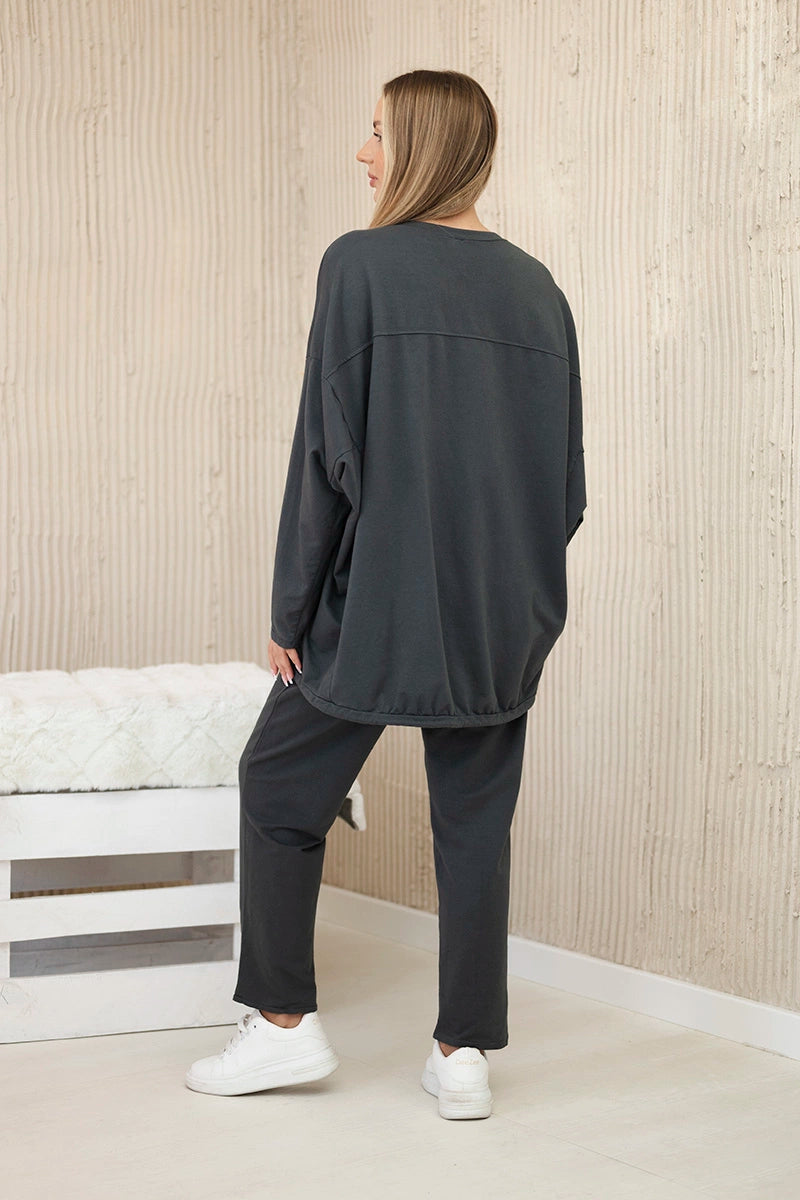 Oversize памучен комплект от суитчер с панталон ART10853
