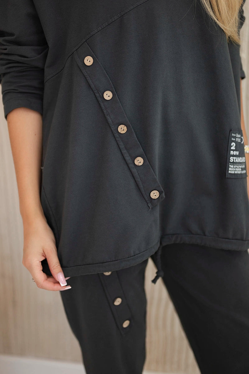 Oversize памучен комплект от суитчер с панталон ART10853