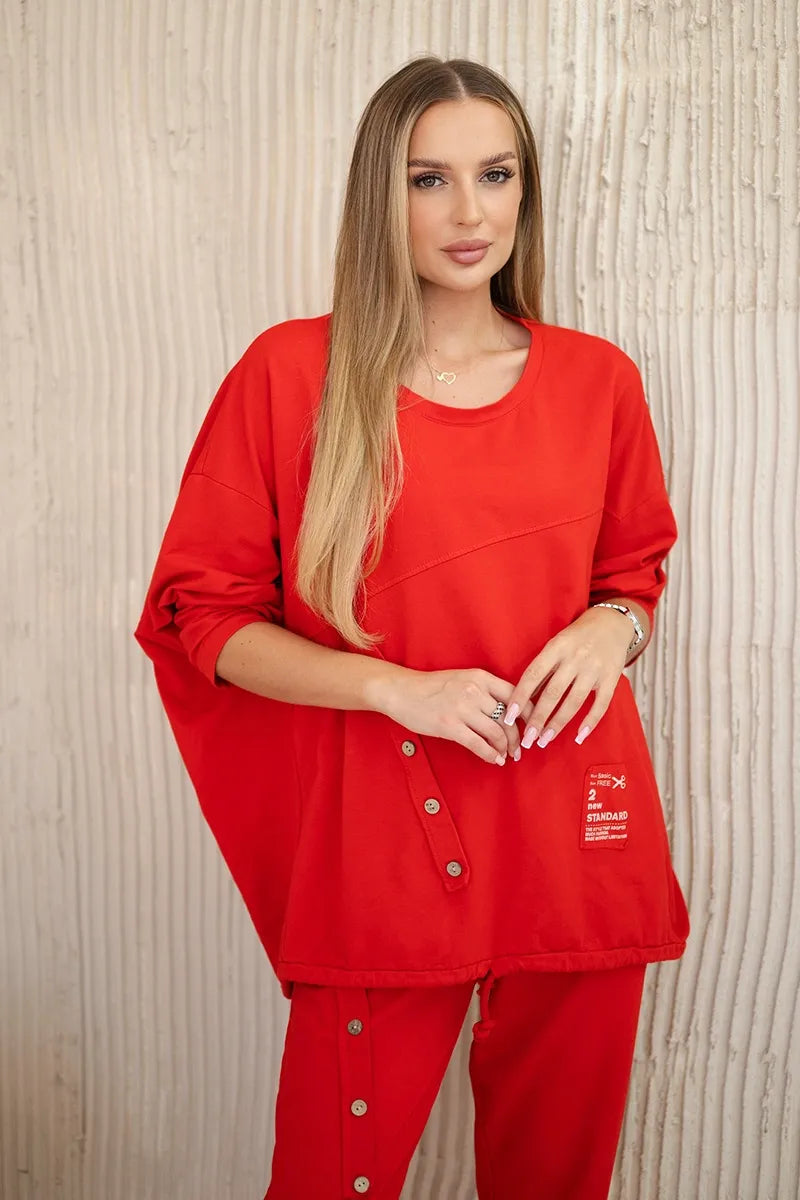 Oversize памучен комплект от суитчер с панталон ART10853