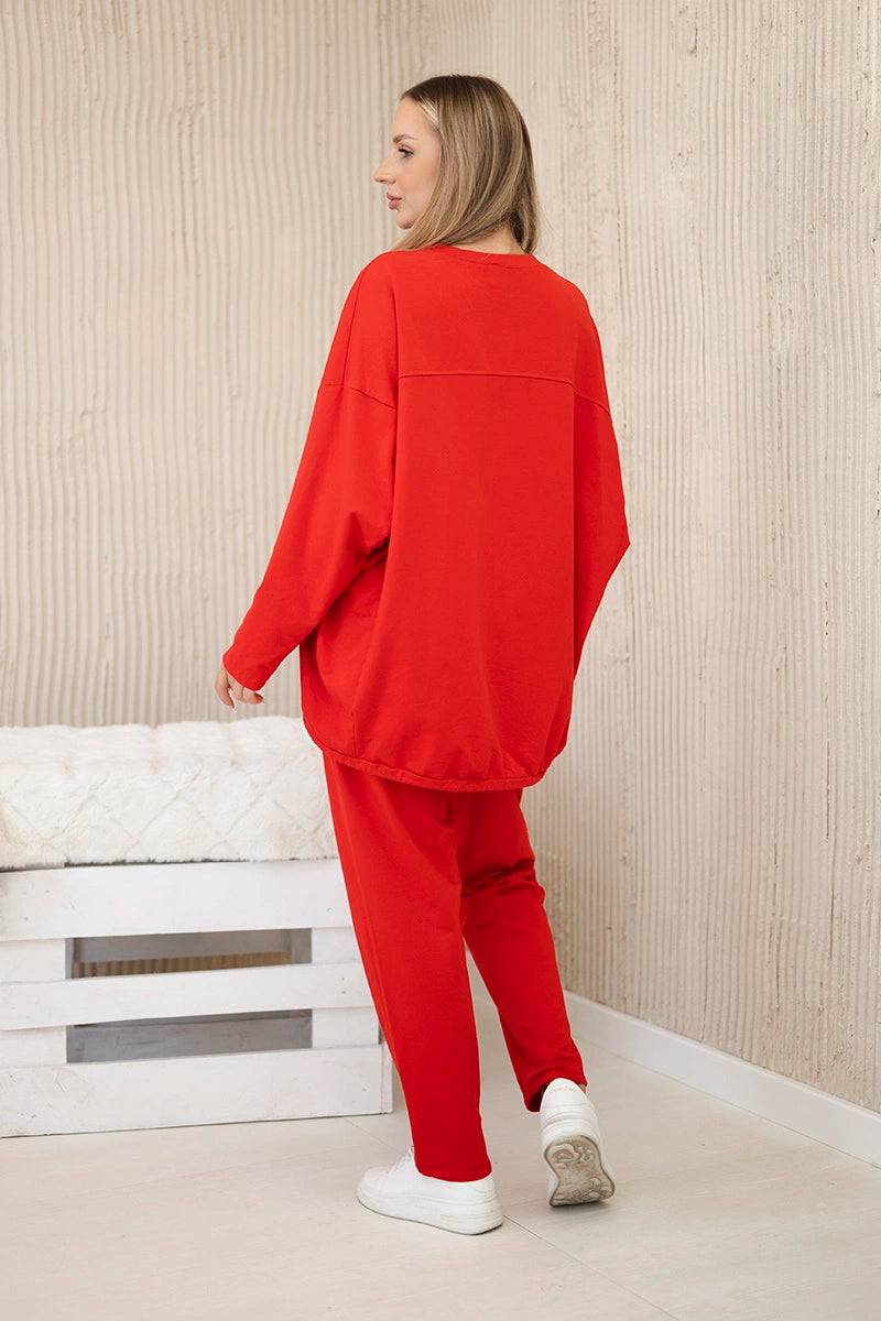Oversize памучен комплект от суитчер с панталон ART10853