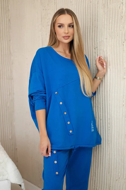 Oversize памучен комплект от суитчер с панталон ART10853