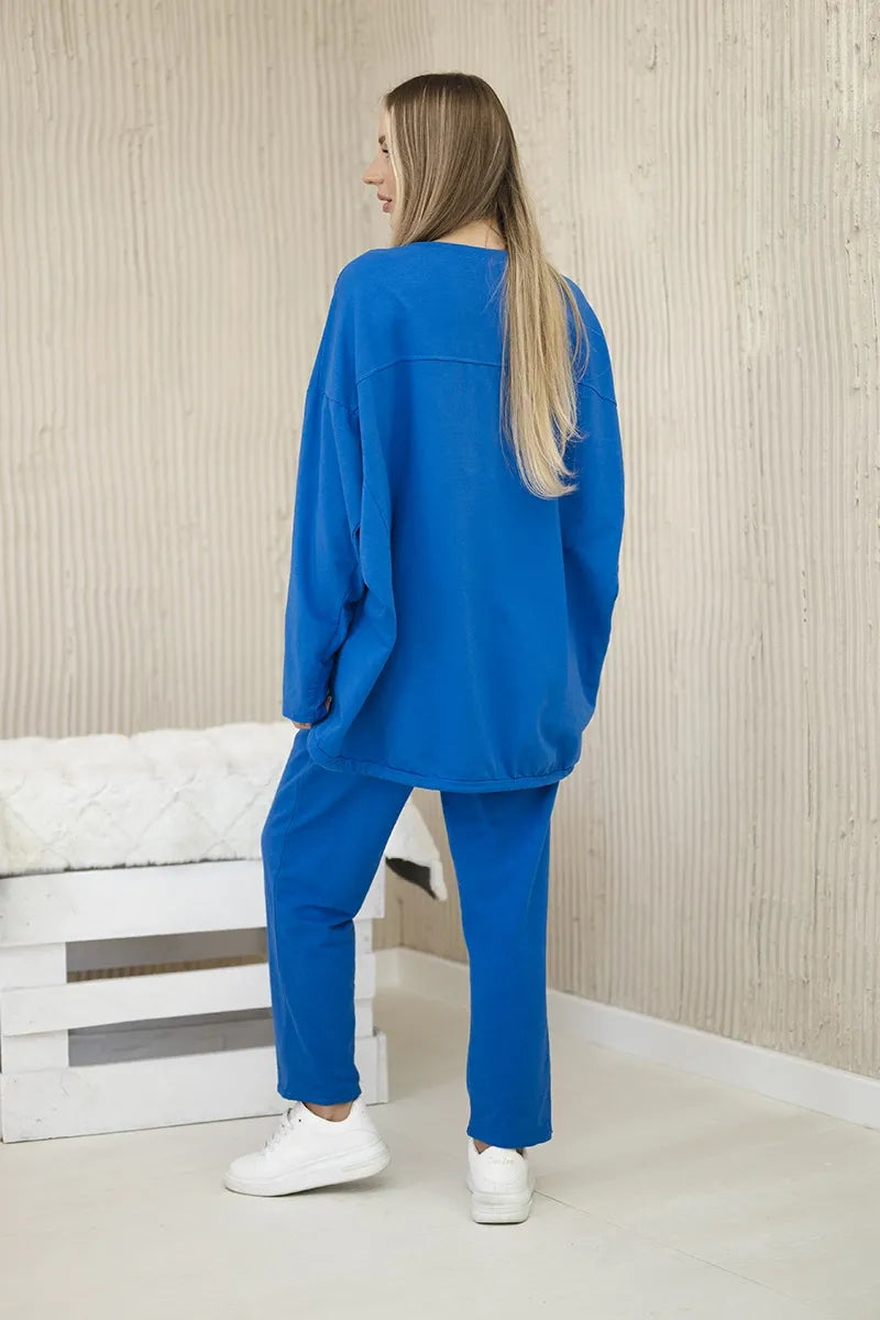 Oversize памучен комплект от суитчер с панталон ART10853