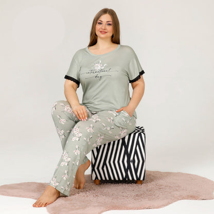Пижама с къс ръкав и дълъг панталон 10858
