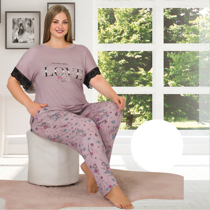 Дамска пижама от вискоза голяма номерация 10879