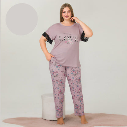 Дамска пижама от вискоза голяма номерация 10879