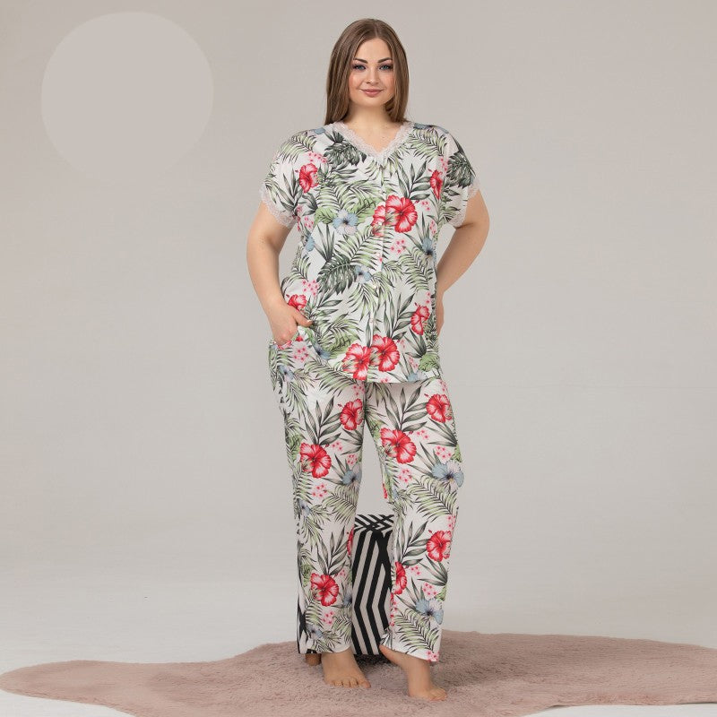 Дамска макси пижама от блуза и панталон LY-10884