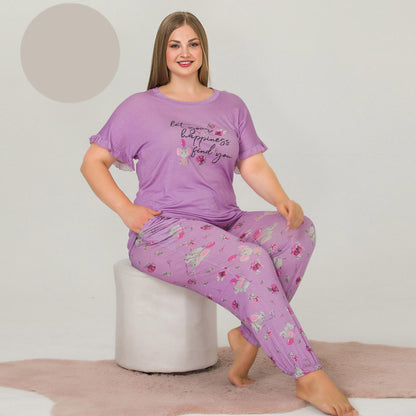 Дамска пижама с къс ръкав и панталон 10897