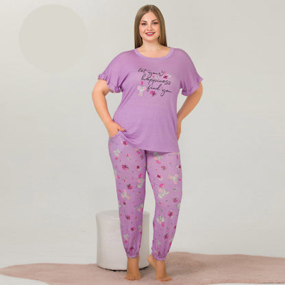 Дамска пижама с къс ръкав и панталон 10897