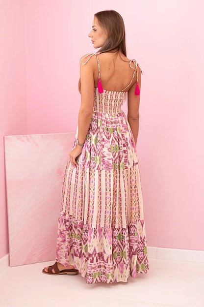 Дамска вискозна рокля с презрамки и ластик 1103