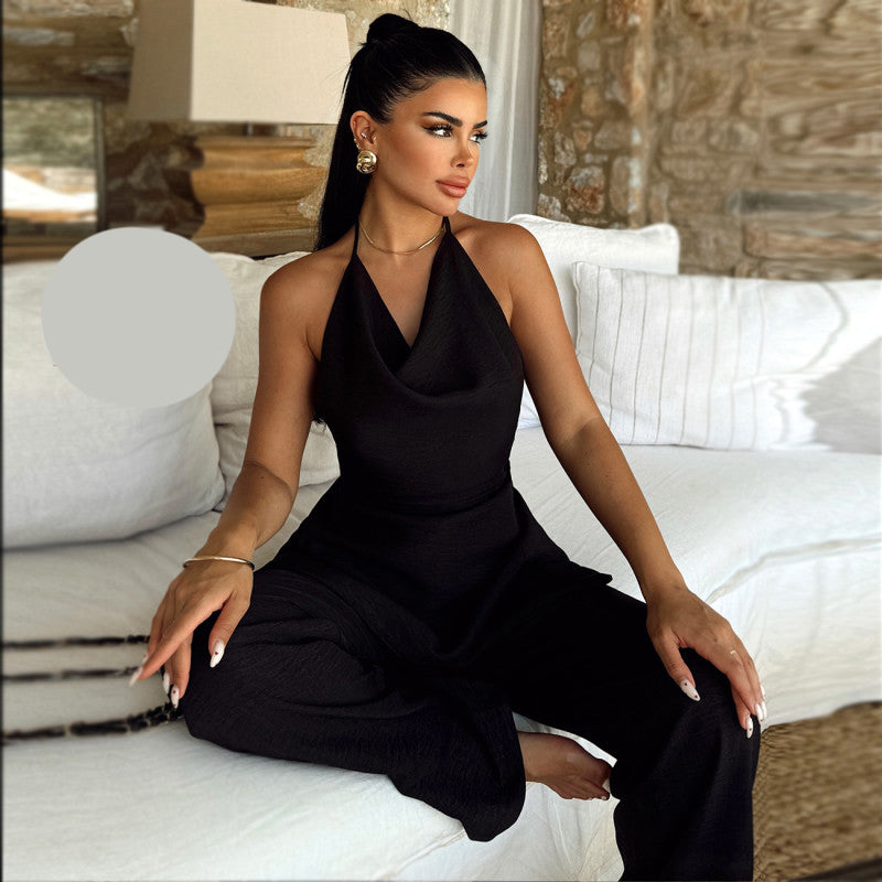 Комплект от топ с гол гръб и панталон EO-1170