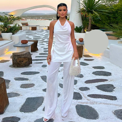 Комплект от топ с гол гръб и панталон EO-1170