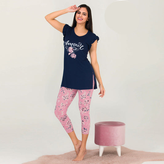 Пижама с къс ръкав и 7/8 клин 12029