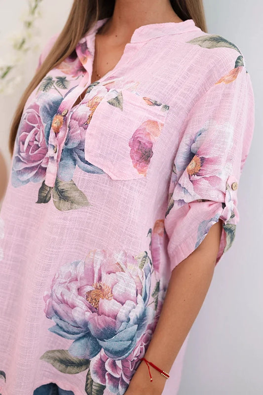 Дамска памучна блуза с флорален десен ART12038