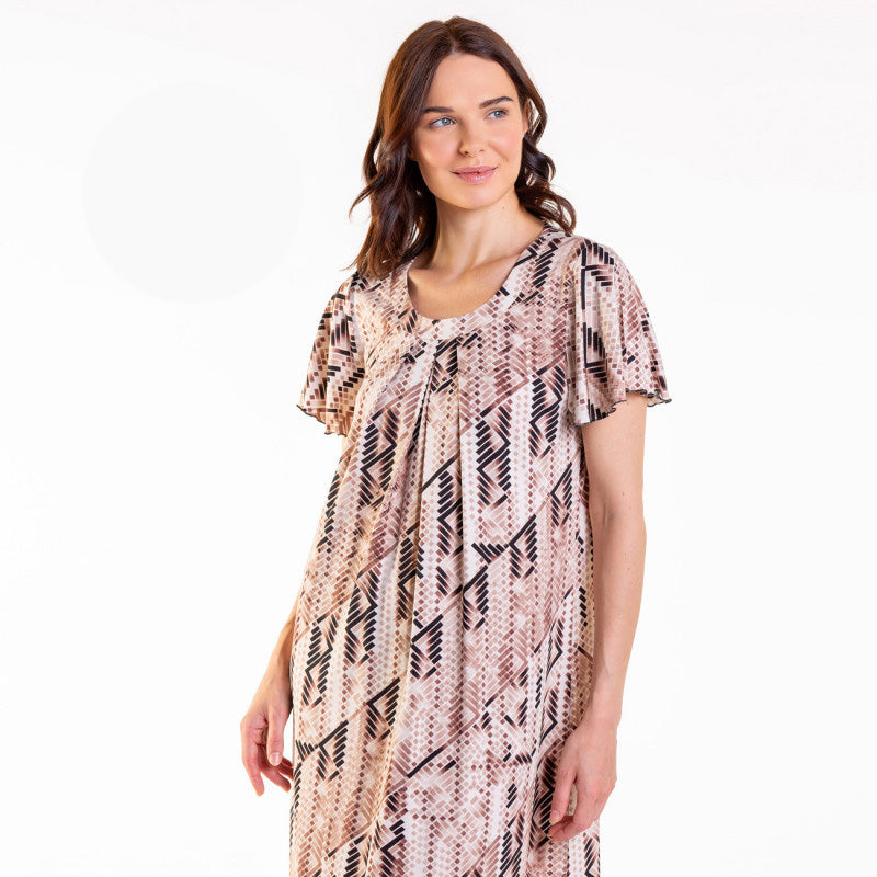 Дълга макси нощница с къс ръкав CE-12421