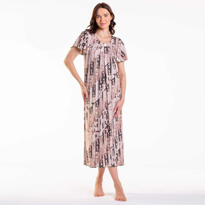 Дълга макси нощница с къс ръкав CE-12421