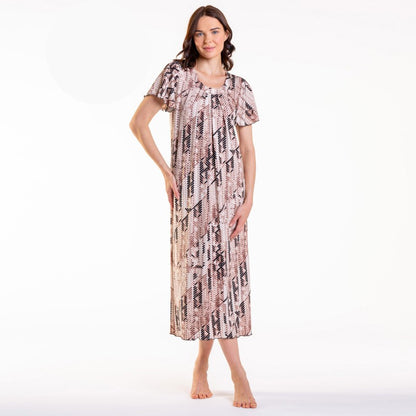 Дълга макси нощница с къс ръкав CE-12421