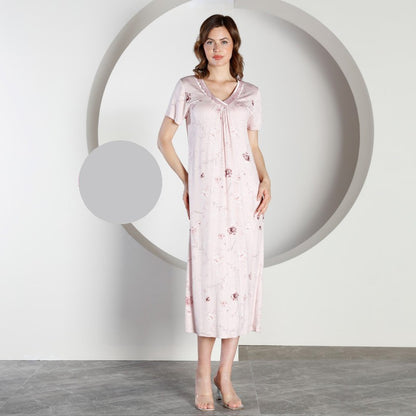 Дълга макси нощница от вискоза CE-12453