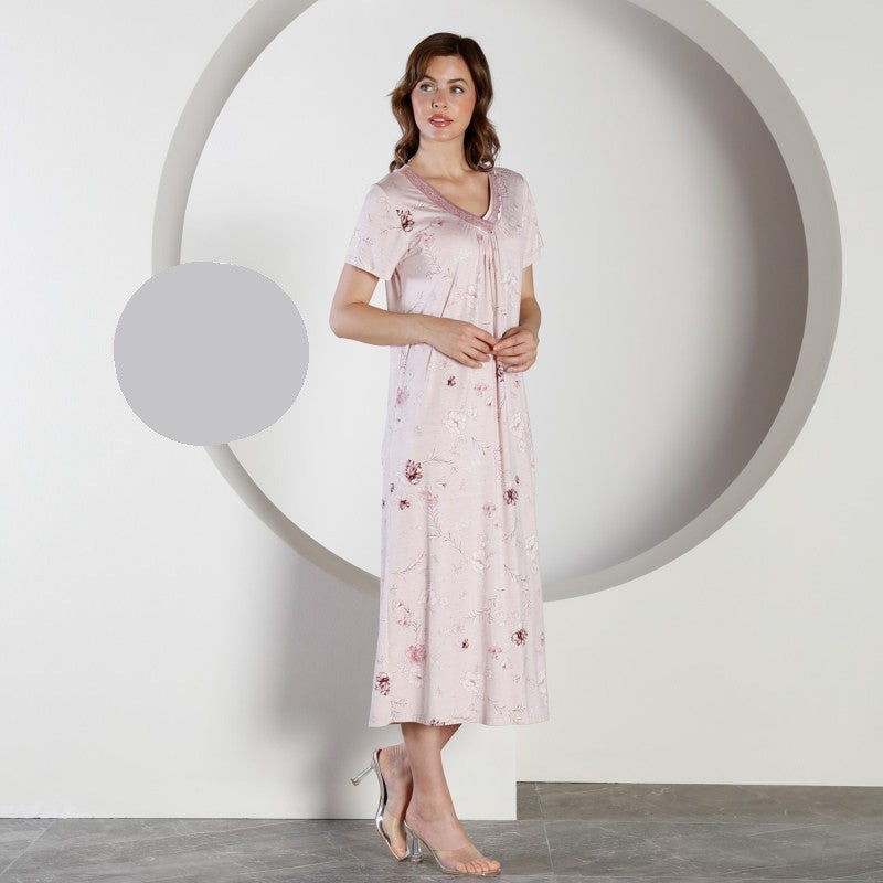 Дълга макси нощница от вискоза CE-12453