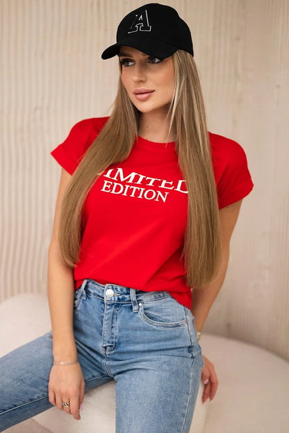 Блуза с принт Limited Edition и къс ръкав