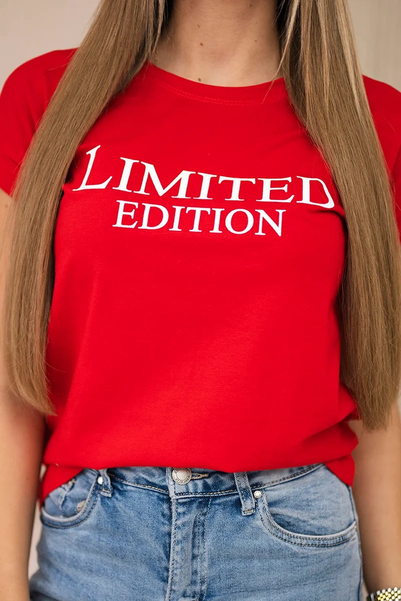 Блуза с принт Limited Edition и къс ръкав