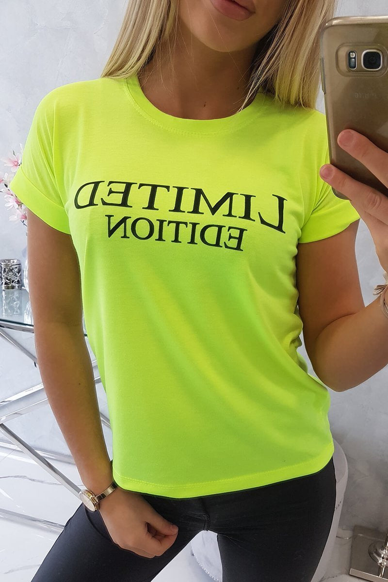 Блуза с принт Limited Edition и къс ръкав