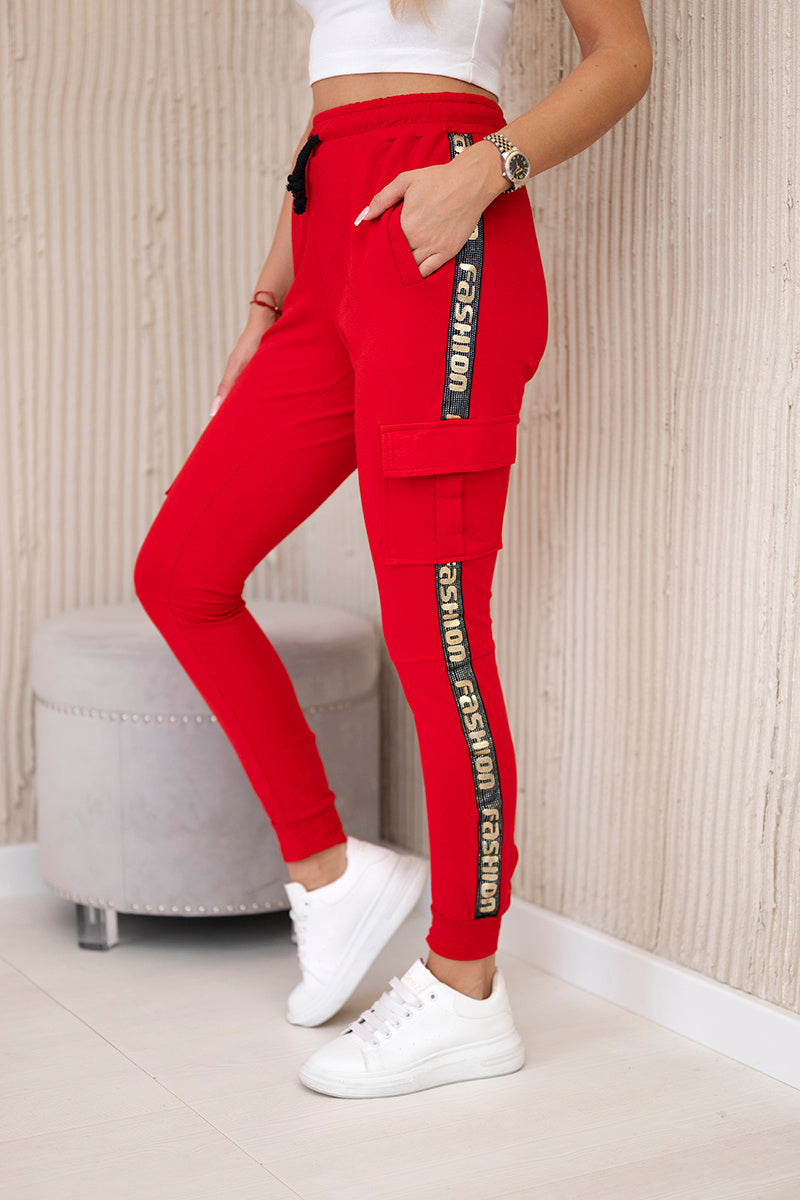 Карго панталон с надпис Fashion