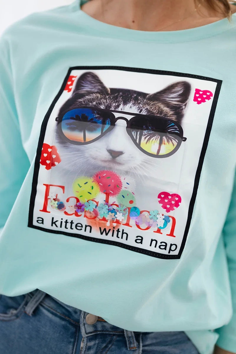 Блуза с 3D принт котка