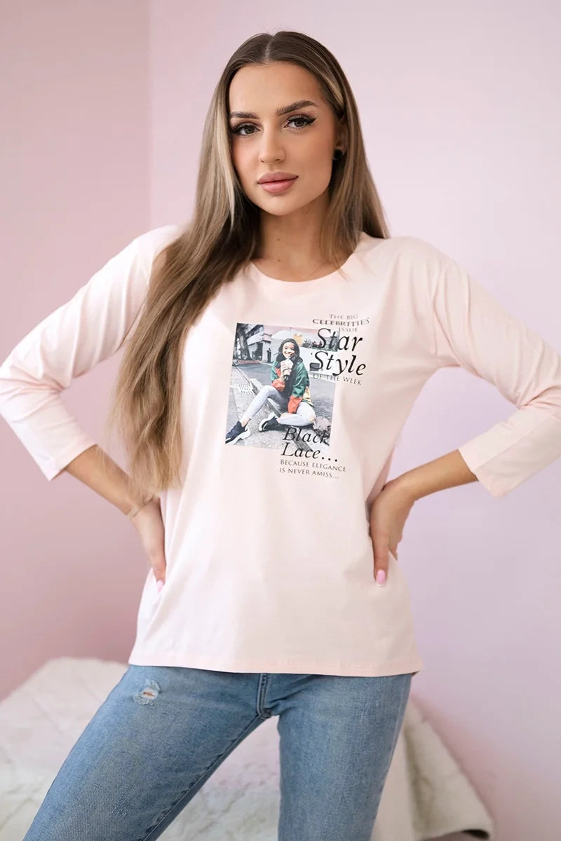 Блуза с цветен принт