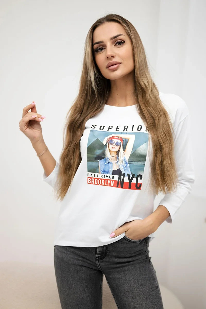 Блуза с цветен принт