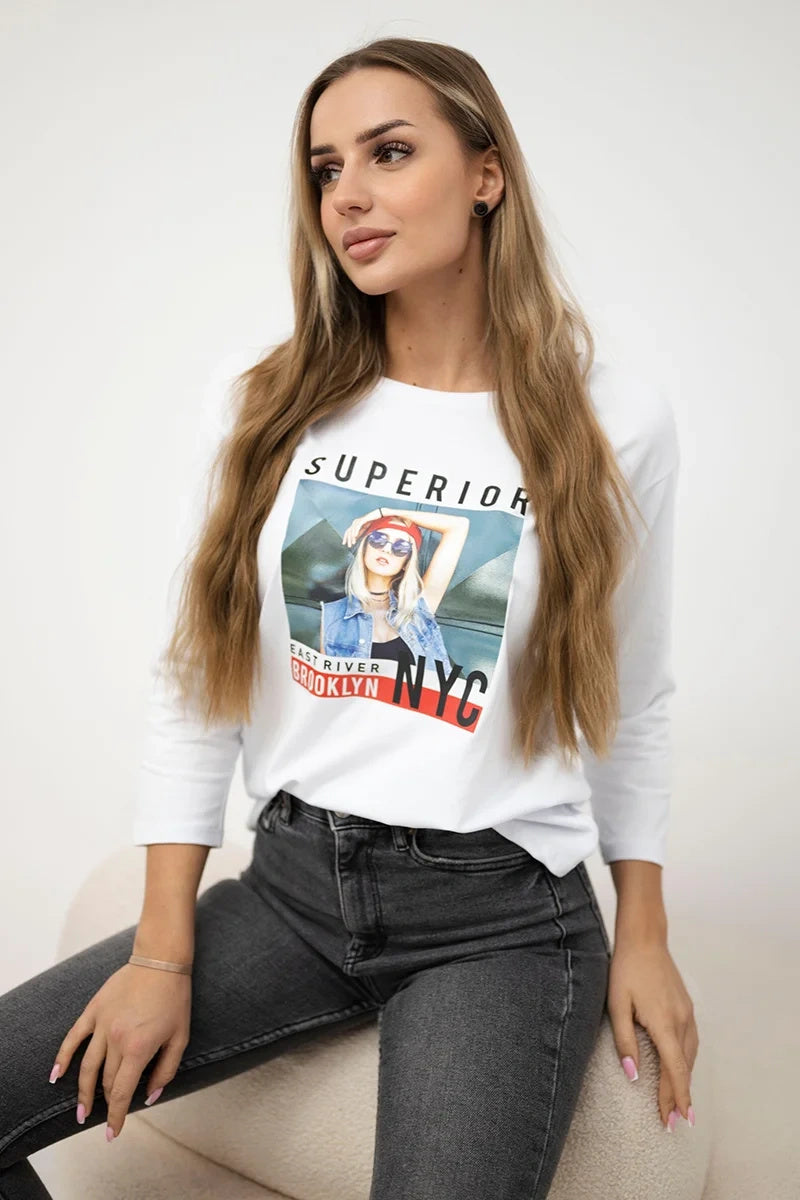 Блуза с цветен принт